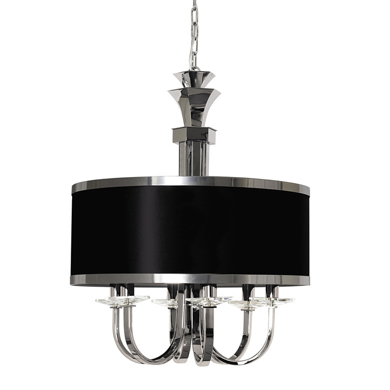 Люстра подвесная круглая с черным абажуром и чашей крепления в форме многогранника Natural Concepts Хром Сталь Золотой в Москве | Loft Concept 