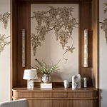 Обои с вышивкой ручной работы Deco Wisteria ﻿Midas colourway on Liso Pearl wool sateen варинант исполнения - 4 | Loft Concept в Москве