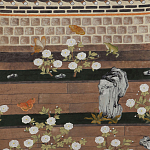 Обои ручная роспись The Art of Learning and Steps for the Flowers by Teo Yang Special Colourway on purple painted Xuan paper варинант исполнения - 2 | Loft Concept в Москве