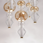 Люстра с плафонами из прозрачного и янтарного стекла в виде шаров и ромбов Gabriel Scott Luna варинант исполнения - 10 | Loft Concept в Москве