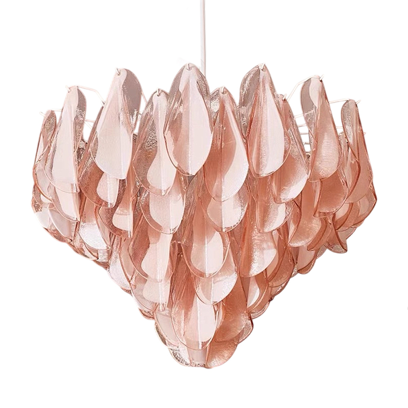 Люстра с каскадом из стекляных розовых лепестков Petalled Illuminator Белый Розовый Люстра с каскадом из стекляных розовых лепестков Petalled Illuminator Белый Розовый в Москве | Loft Concept