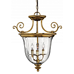 Люстра подвесная цвета латунь с прозрачным стеклянным плафоном и тремя лампами в классическом стиле на цепи Hinkley варинант исполнения - 1 | Loft Concept в Москве