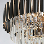 Люстра из черного металла с многоярусными подвесками из прозрачного хрусталя на золотой цепи Empire Black Chandelier Crystal варинант исполнения - 5 | Loft Concept в Москве