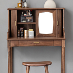 Туалетный стол деревянный с ящиком и зеркалом Moon Walnut Furniture варинант исполнения - 5 | Loft Concept в Москве