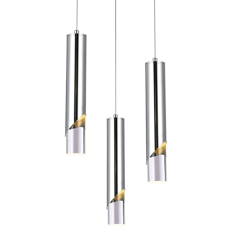   Metal Acrylic Tube Trio Chrome Hanging Lamp     | Loft Concept 