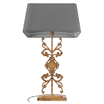 Настольная лампа на ажурном чугунном основании с серым абажуром Openwork Lamp варинант исполнения - 3 | Loft Concept в Москве