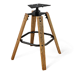 Барный стул со спинкой и металлической подставкой на 4-х деревянных ножках Бежевый Велюр Vendramin Chair варинант исполнения - 9 | Loft Concept в Москве