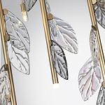 Люстра с золотистыми трубками и прозрачными стеклянными листьями на подвесах Sylva  варинант исполнения - 7 | Loft Concept в Москве