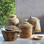 Корзина с крышкой из плетеного ротанга Jumaane Wicker Basket варинант исполнения - 3 | Loft Concept в Москве