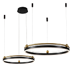 Люстра подвесная с двумя кольцами черного и золотого цвета Ring Horizontal варинант исполнения - 2 | Loft Concept в Москве