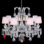 Люстра с 8-ю белыми текстильными абажурами и хрустальными подвесками Lustre Reverie варинант исполнения - 1 | Loft Concept в Москве