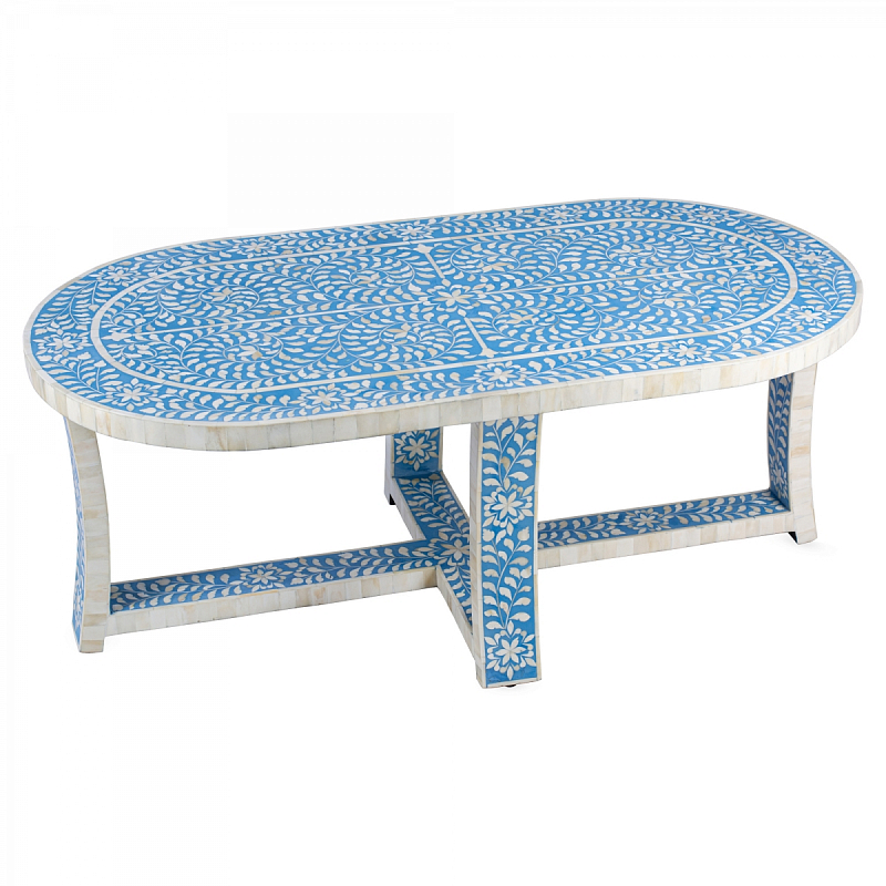     Butler Sabina Blue Bone Inlay Oval Coffee Table  ivory (   )   | Loft Concept 
