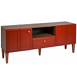 ТВ-тумба красная из массива бука с 2-мя дверками и ящиком Wenge Light варинант исполнения - 1 | Loft Concept в Москве