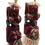 Комплект из 2-х деревянных статуэток Asmat Straw Headdress Statuettes Red Tattoo варинант исполнения - 3 | Loft Concept в Москве