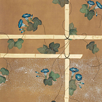 Обои ручная роспись Morning Glory Original colourway on gold metallic silk варинант исполнения - 2 | Loft Concept в Москве