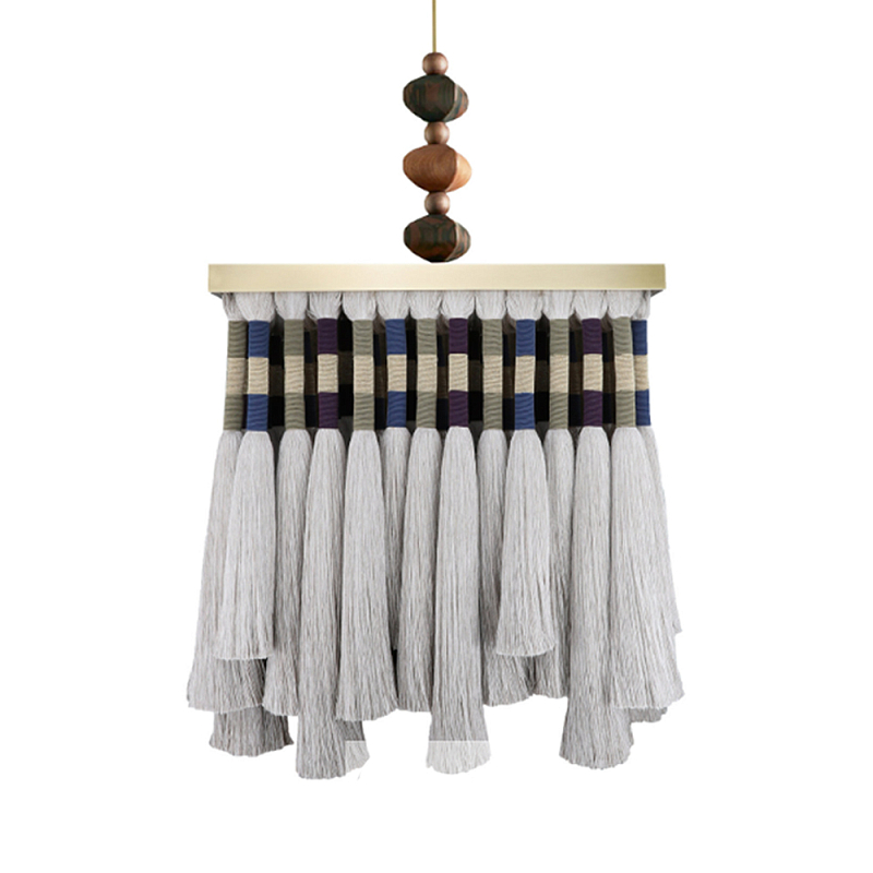 Люстра квадратная плетеная с бахромой Wicker Square Chandelier with Tassels Мульти Люстра квадратная плетеная с бахромой Wicker Square Chandelier with Tassels Мульти в Москве | Loft Concept
