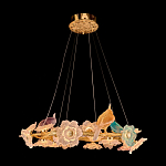 Люстра круглая на золотом каркасе с птичками и цветочным декором Miscellaneous herbs варинант исполнения - 1 | Loft Concept в Москве