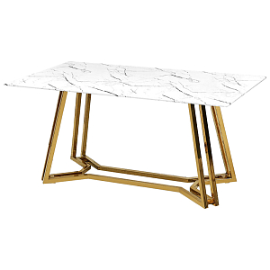 Обеденный стол Jevan Dinner Table стеклянная столешница с рисунком под мрамор