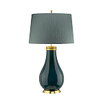 Настольная лампа с коническим дымчато-зелёным абажуром из искусственного шёлка Quintiesse варинант исполнения - 2 | Loft Concept в Москве
