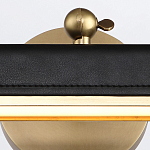 Светильник для картин цвет винтажная латунь с прямоугольным плафоном из кожи черного цвета Alora варинант исполнения - 5 | Loft Concept в Москве