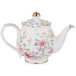 Чайник из фарфора белый с цветочным принтом Flower Porcelain Collection варинант исполнения - 1 | Loft Concept в Москве