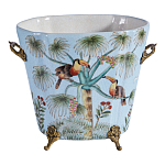 Кашпо из голубого фарфора с бронзовыми элементами Blue Garden варинант исполнения - 1 | Loft Concept в Москве