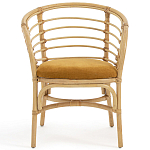 Кресло из ротанга с сиденьем из велюра Vini Rattan Armchair варинант исполнения - 2 | Loft Concept в Москве