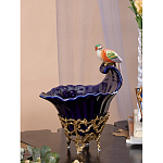 Чаша темно-синего цвета из фарфора с разноцветной птичкой Eden Garden porcelain and bronze варинант исполнения - 4 | Loft Concept в Москве