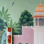 Обои ручная роспись Mahal Garden Original colourway on blue painted Xuan paper варинант исполнения - 3 | Loft Concept в Москве
