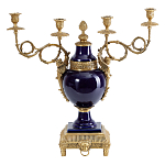 Подсвечник из темно-синего фарфора на бронзовой подставке с фигурками ангелов и декоративными ручками Eden Garden варинант исполнения - 1 | Loft Concept в Москве