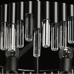 Люстра круглая из матового черного металла с подвесками из прозрачных стеклянных трубок Noir Tubes варинант исполнения - 8 | Loft Concept в Москве