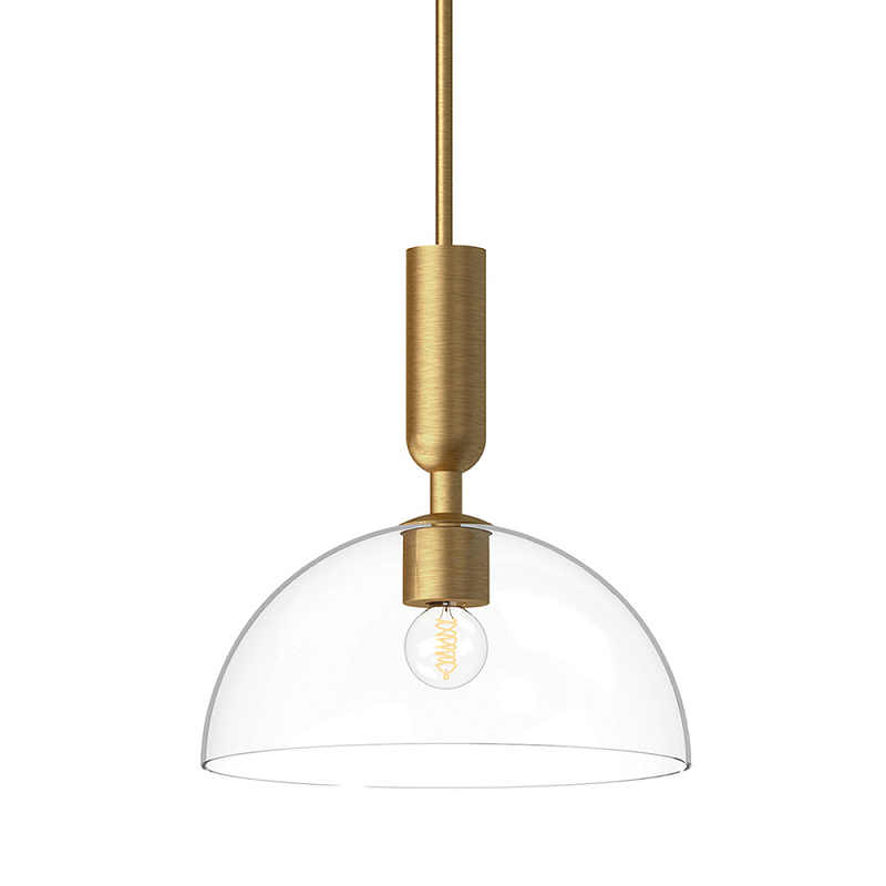 Подвесной светильник с прозрачным полусферическим стеклянным плафоном Alora Mood  Прозрачное Стекло Золотой в Москве | Loft Concept 