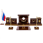 Настольный письменный набор с часами и визитницами из природного камня обсидиана Royal Present варинант исполнения - 1 | Loft Concept в Москве