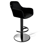 Барный стул вращающийся со спинкой и подлокотниками Douglas Rhombus Черный Велюр варинант исполнения - 1 | Loft Concept в Москве