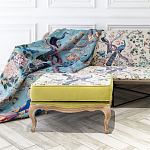 Банкетка из массива бука с изображением птиц и цветов Beige Green Chinoiserie Garden Banquette варинант исполнения - 3 | Loft Concept в Москве