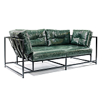 Диван Лофт Натуральная Винтажная кожа Зеленый Two Seat Encounter Leather Sofa варинант исполнения - 2 | Loft Concept в Москве