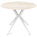 Стол обеденный с круглой столешницей из керамики на четырех белых ножках Sand Ceramics варинант исполнения - 1 | Loft Concept в Москве