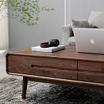 Кофейный стол из массива дерева с выдвижными ящиками Coffee Walnut Table варинант исполнения - 5 | Loft Concept в Москве