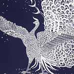 Обои ручная роспись в стиле Арт-деко Whistler Peacocks Special Colourway on Empire Blue dyed silk варинант исполнения - 2 | Loft Concept в Москве