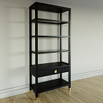 Стеллаж Elsa Dreams Black со стеклянными полками и ящиком варинант исполнения - 1 | Loft Concept в Москве