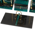 Настольный письменный набор из змеевика тёмно-зелёного цвета с декором в виде орла Successful Leader варинант исполнения - 4 | Loft Concept в Москве