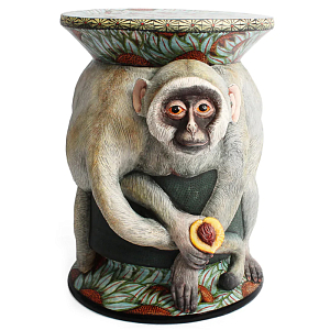 Табурет Обезьяна с фруктом ручная работа Monkey Side Table