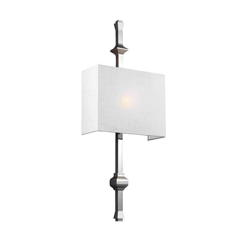 Бра с прямоугольным тканевым абажуром белого цвета Feiss Никель Бежевый Белый Бронза в Москве | Loft Concept 