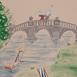 Обои ручная роспись Promenade Special Colourway on pink painted Xuan paper варинант исполнения - 1 | Loft Concept в Москве