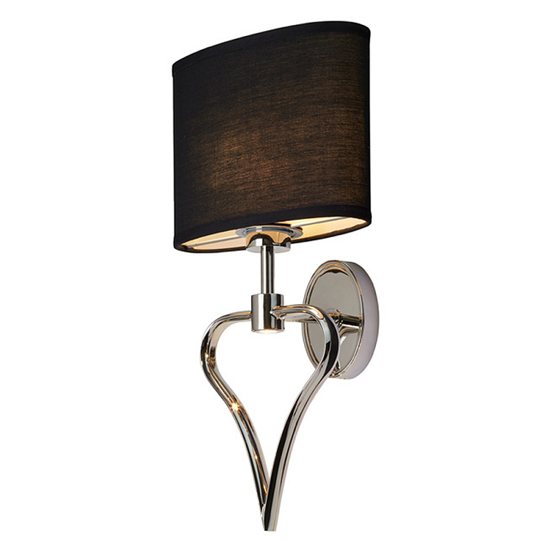 Бра для ванных комнат с черным тканевым абажуром овальной формы и декоративной вставкой в форме сердца Elstead Lighting Черный Хром в Москве | Loft Concept 