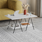 Стол журнальный с белой прямоугольной столешницей и полкой ESSEL WHITE варинант исполнения - 2 | Loft Concept в Москве