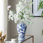 Ваза с бело-синей росписью и изображением цветов Blue & White Ornament варинант исполнения - 4 | Loft Concept в Москве