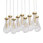 Люстра с 9-ю прозрачными стеклянными плафонами в форме капли Lucid Rain  варинант исполнения - 1 | Loft Concept в Москве