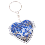 Зеркало брелок складное двухстороннее в форме сердца из натурального камня Лазурит Stone Mirrors варинант исполнения - 1 | Loft Concept в Москве