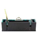 Настольный письменный набор из змеевика с часами и календарницей Successful Leader варинант исполнения - 3 | Loft Concept в Москве